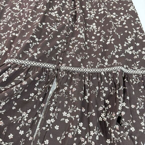 Cleo + Wolf Maxi Dress Womens 2XL XXL Tiered Brown Floral Smocked Cottagecore - Picture 3 of 13